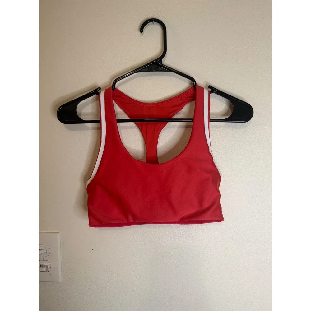 Alo Airlift Super Sleek Contrast Bra Candy Red & White Size XS
